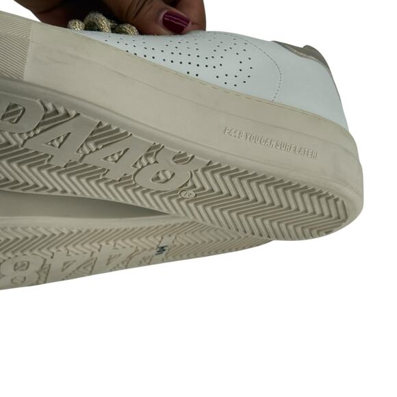 P448 White Gold Glitter Laces Platform Thea Sneakers Womens 37 EU - Picture 10 of 13